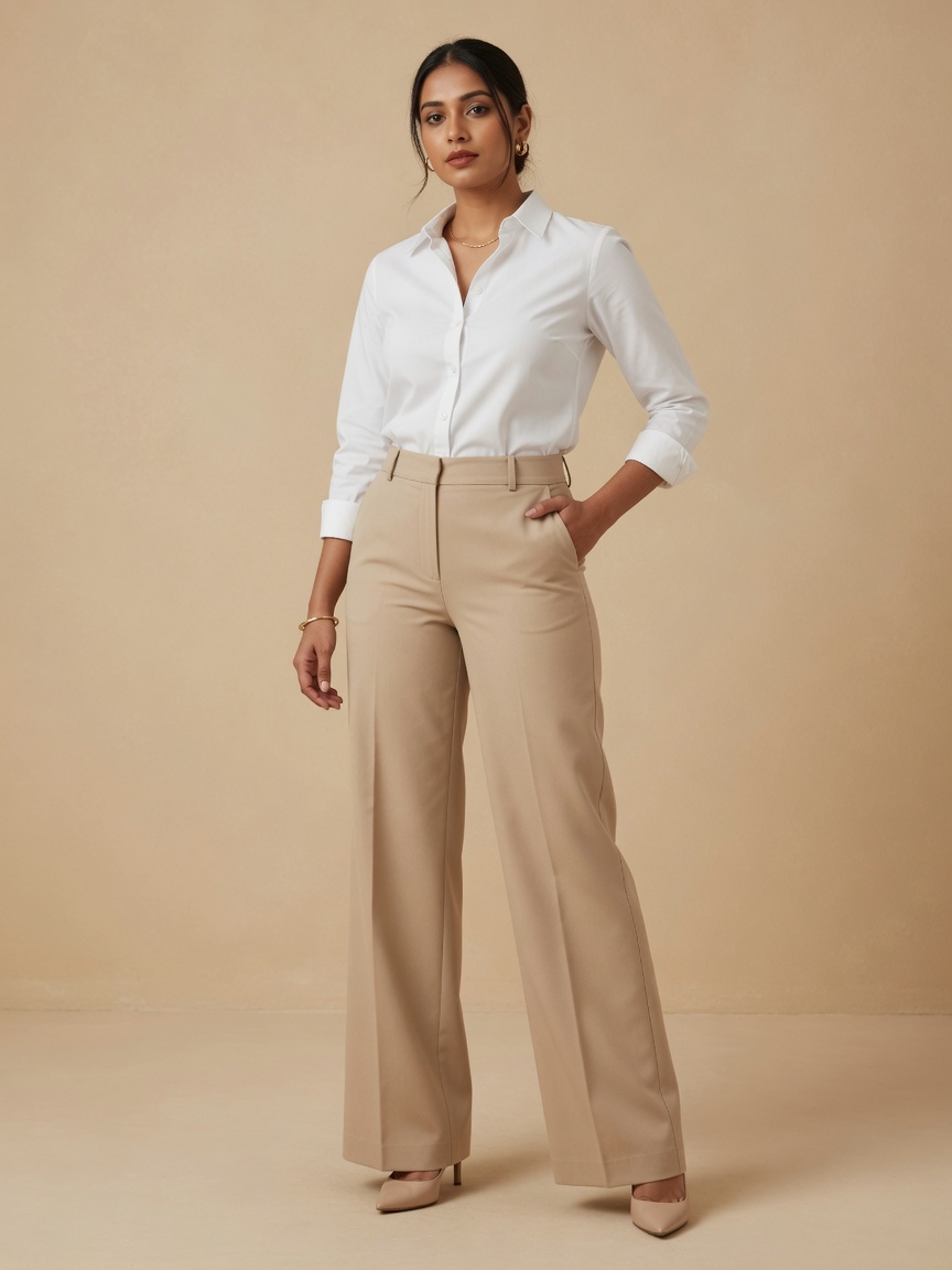 Beige Tailored Trousers